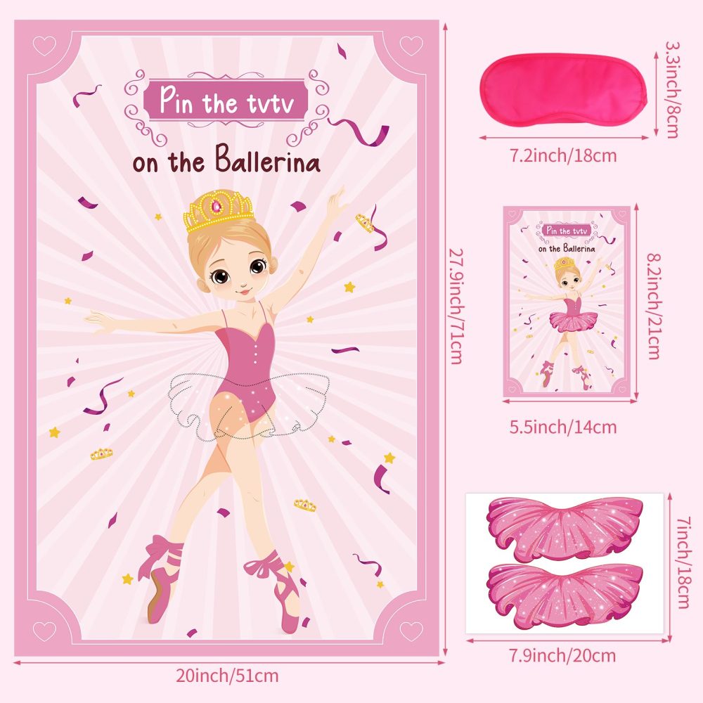 Hooqict Ballerina Birthday Party Decorations Pin The Tutu on The Ballerina Party Supplies Favors Girls Pin Games Tutu Party Decorations, Large Ballerina Party Games Poster with 20 Tutu Stickers - Image 2