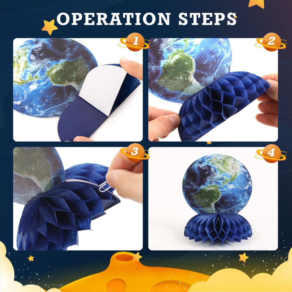 SUNBEAUTY 12 PCS Solar System Theme Honeycomb Centerpieces for Table Topper Outer Space Party Supplies Space Themed Party Decorations Space Birthday Decorations Galaxy Party Decorations - Image 5