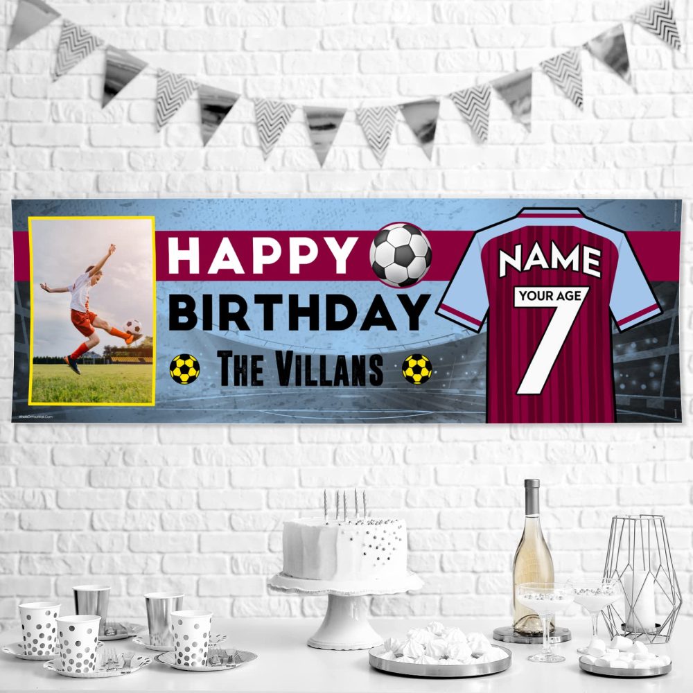 Personalised Photo Large Banner 2 x 6ft | Football Party| Football Happy Birthday Decorations | Kids Party | Birthday Boy Banner | Banners for Birthday Party | The Villians - Image 3
