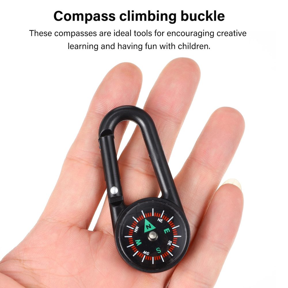 NUOBESTY 24pcs Compass Keychains Colorful Carabiner Compass Compass Clips Pocket Compass Belt Clips for Outdoor Camping Party Toys - Image 4