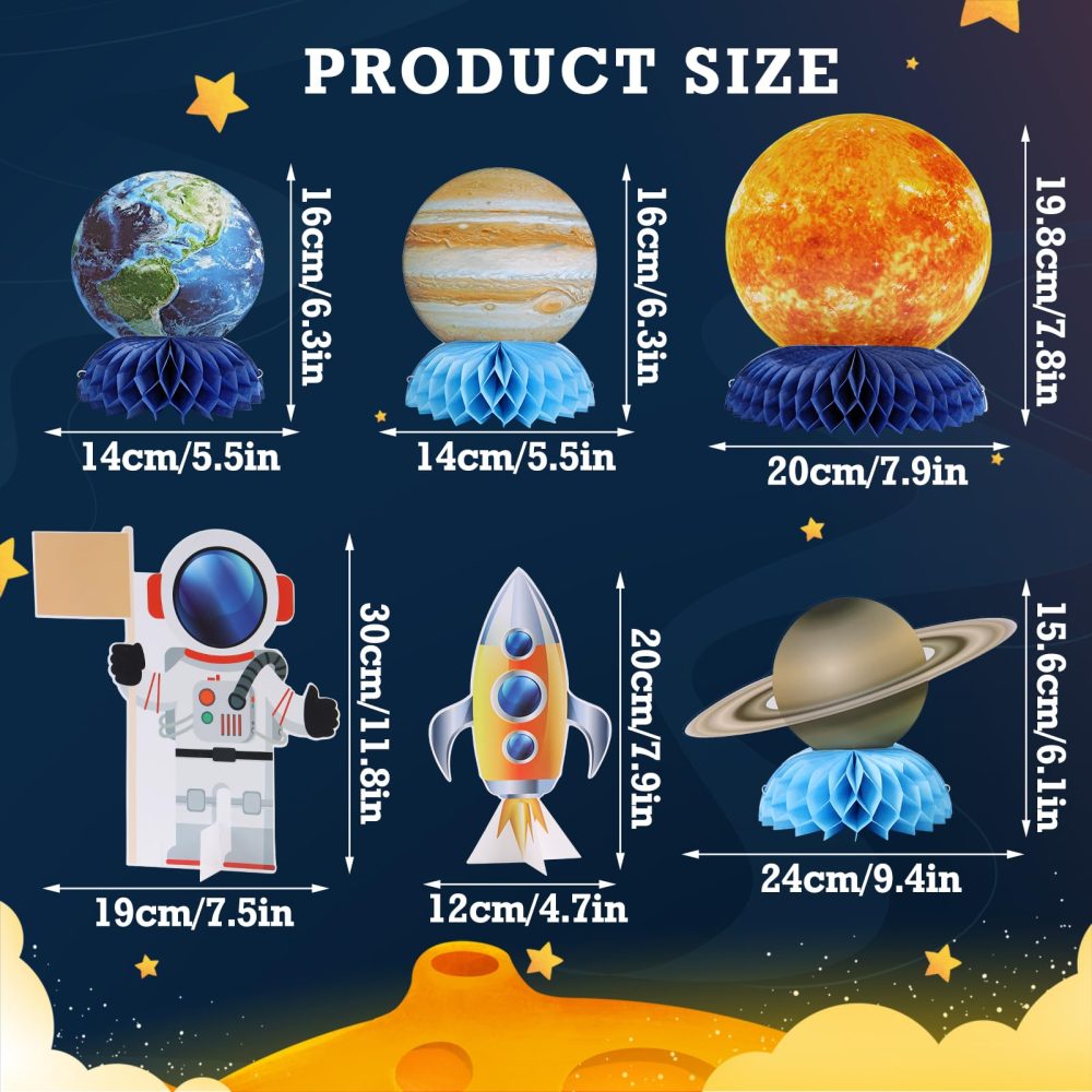 SUNBEAUTY 12 PCS Solar System Theme Honeycomb Centerpieces for Table Topper Outer Space Party Supplies Space Themed Party Decorations Space Birthday Decorations Galaxy Party Decorations - Image 7