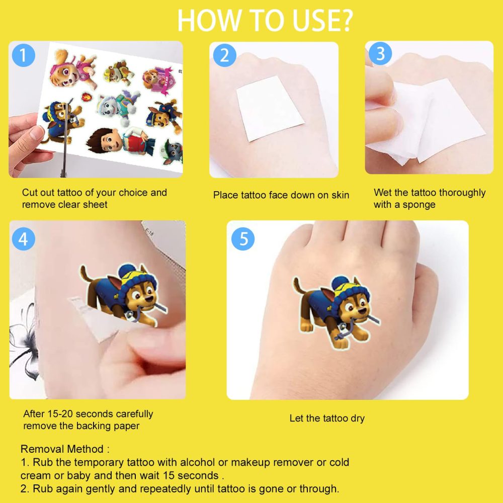 Tattoos for Kids 12 Sheets, Luminous Paw Patrol Temporary Tattoos,Glow In Dark Children Tattoos,Kids Tattoos Stickers for Boys Girls Party Bag Fillers Birthday Party Favours Games Stuff Supplies - Image 2