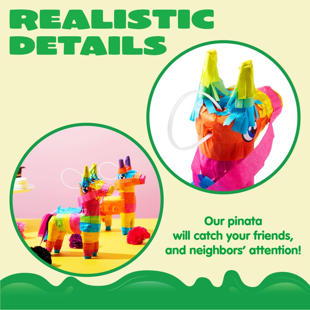 3 pcs Mini Donkey Pinatas 19cmx14cm Cinco De Mayo Rainbow Color for Fun Fiesta Taco Party Supplies, Luau Event Photo Props, Mexican Theme Decoration, Carnivals Festivals, Taco Tuesday Event - Image 8