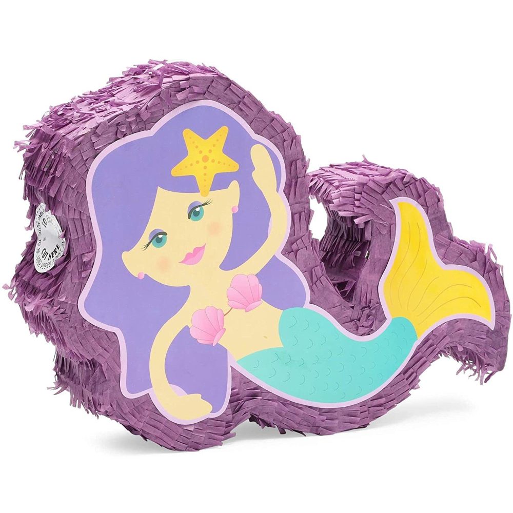 Mermaid Pinata for Girls Under the Sea Birthday Party Decorations (Small, 40.1 x 29.2 x 7.9 cm) - Image 5