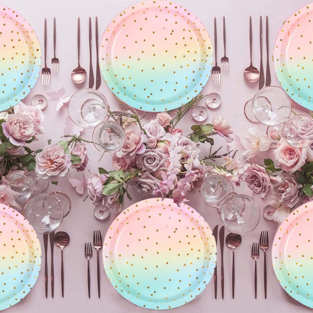 DUGEHO 101 Pcs Birthday Party Tableware Paper Plates Kids Birthday Set Including Tablecloth Plates Cups Napkins Straws for Baby Shower Birthday Wedding Party (20 Guests) - Image 2