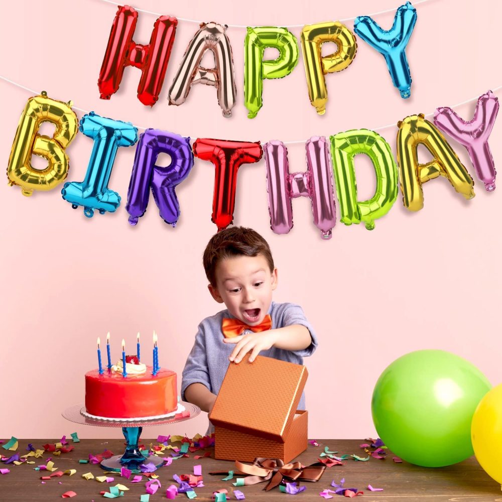 Happy Birthday Balloons Banner, 16 Inch Mylar Foil Letters, Birthday Party Decorations and Supplies for Kids and Adults, Reusable Eco-friendly Material(3D Mixture Lettering) - Image 2