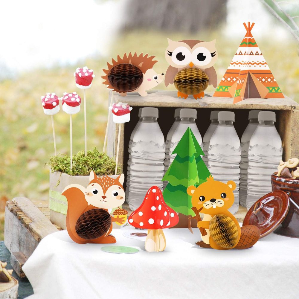 16PCS Woodland Animals Honeycomb Centerpieces Forest Friends 3D Table Toppers for Woodland Baby Shower Birthday Decorations Wild One Camping Party Supplies - Image 6