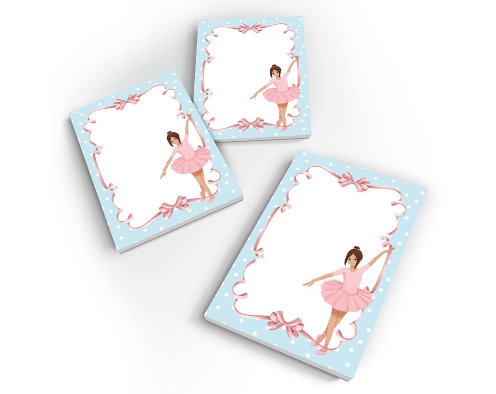 Junapack 12 mini notepads ballerina party bags for children's birthday party favours for girls / A7 format