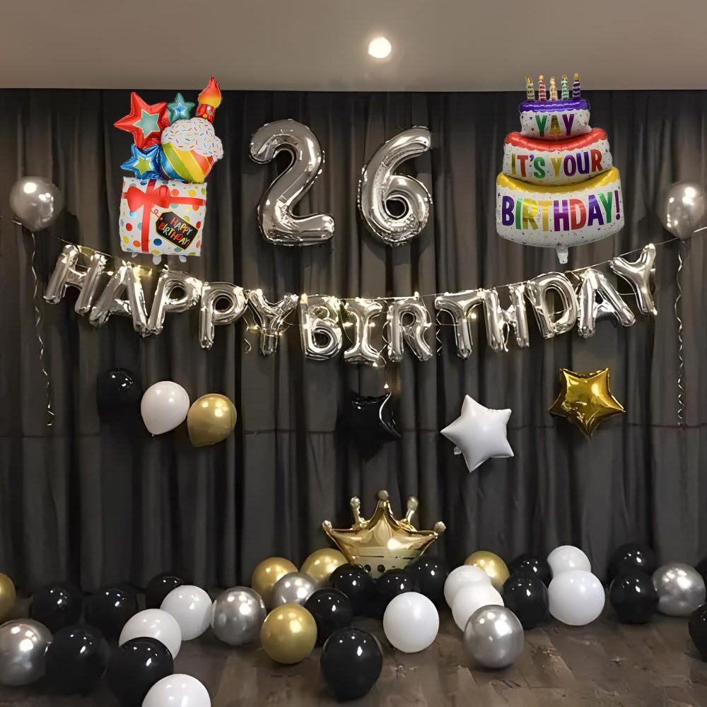 JYJLLM, a large-sized Happy Birthday balloon，balloons，birthday balloons，pink balloons，pastel balloons，letter balloons，birthday ballons，birthday，self inflating balloons (Double layered cake balloon) - Image 2