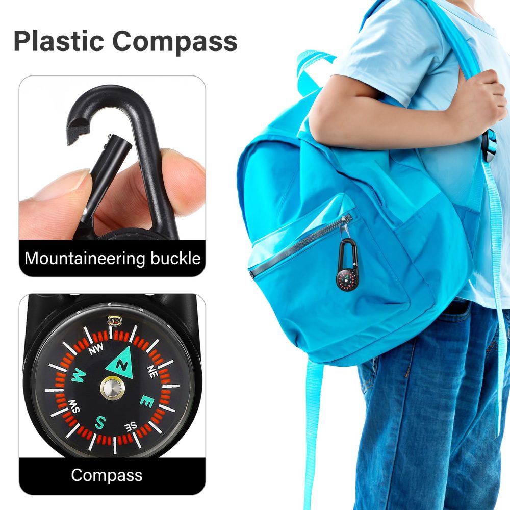 NUOBESTY 24pcs Compass Keychains Colorful Carabiner Compass Compass Clips Pocket Compass Belt Clips for Outdoor Camping Party Toys - Image 5