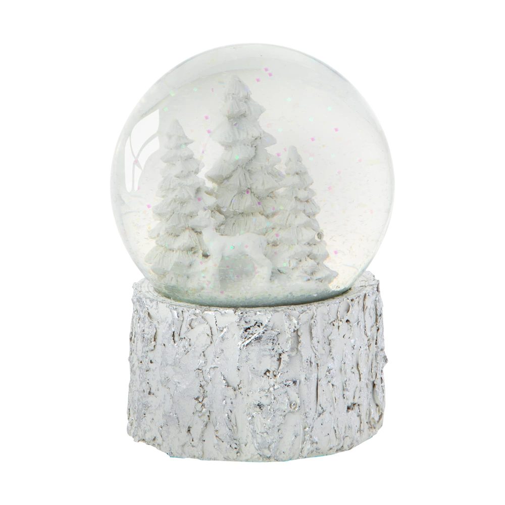 Celebright Christmas Musical Snow Globe - Wind Up & Play - Traditional Festive Decoration - Large 14cm (White Christmas Tree Scene)