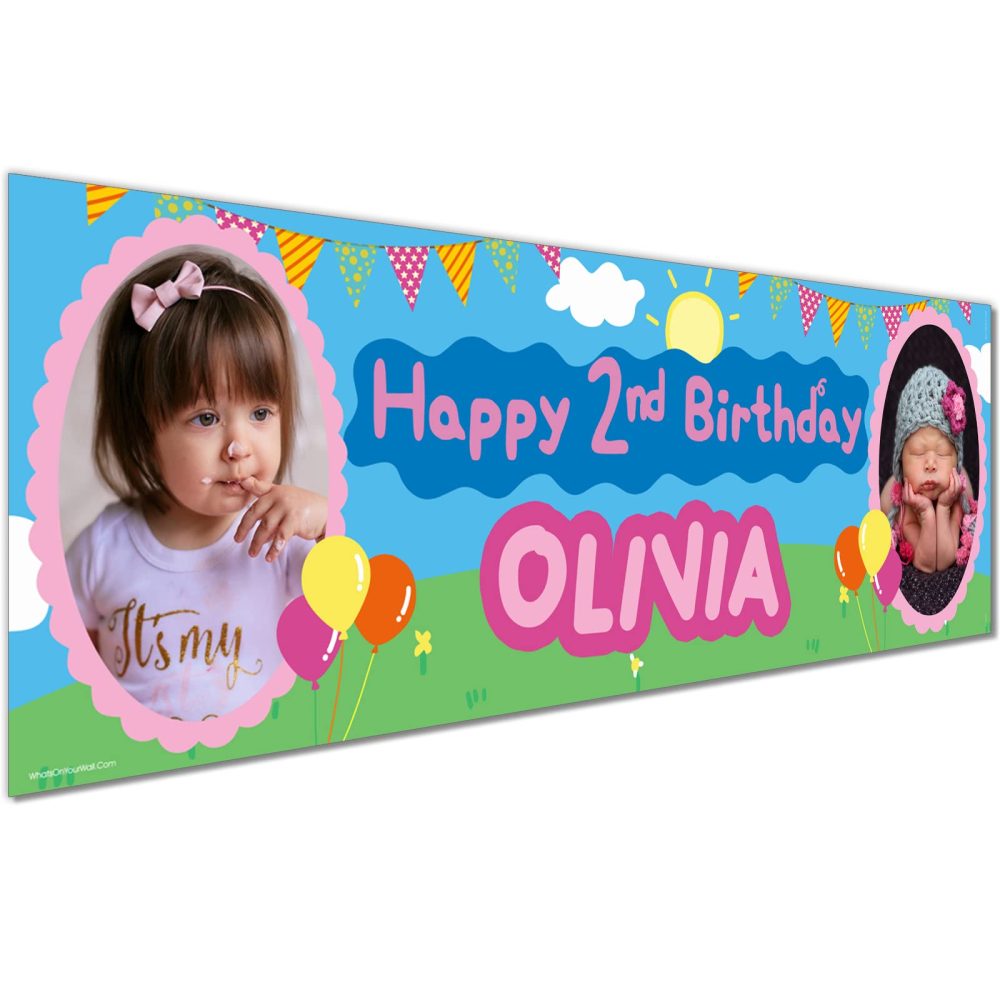 1 x 6FT Large Banner | Personalised Happy Birthday Photo Banners | Personalised Banners Birthday | Birthday Banners for Girls | Birthday Banners for Boys | Kids Party Decorations | Pink Blue - Image 6