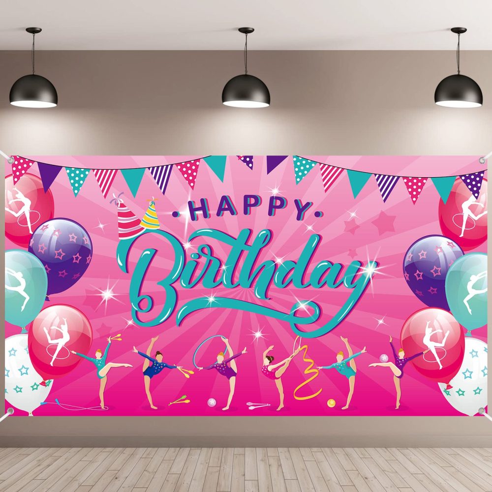 Gymnastics Birthday Party Decorations Gymnastics Photography Backdrops Gymnastics Party Decorations Girls Backdrop Gymnastics Party Supplies for Birthday Baby Girl Shower Party Supplies