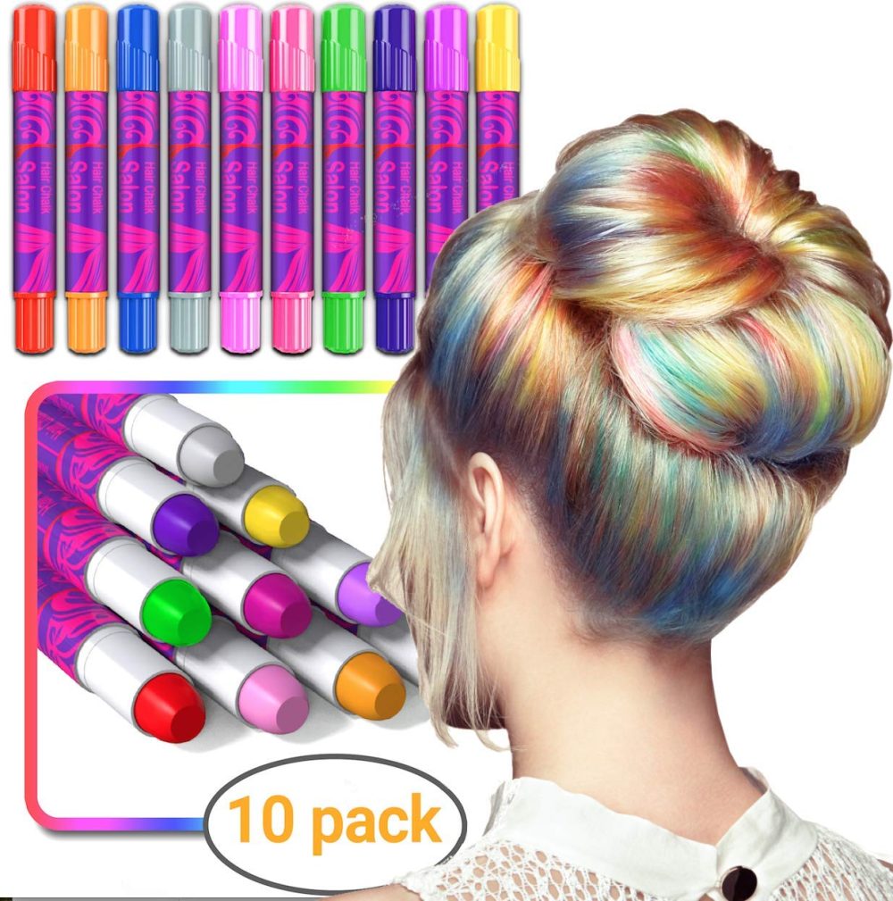 Desire Deluxe Hair Chalk Gift for Girls - 10 Temporary Non-Toxic Easy Washable Hair Dye Colourful, Metallic, Glitter Pens - Great Games Birthday Girls - Image 5