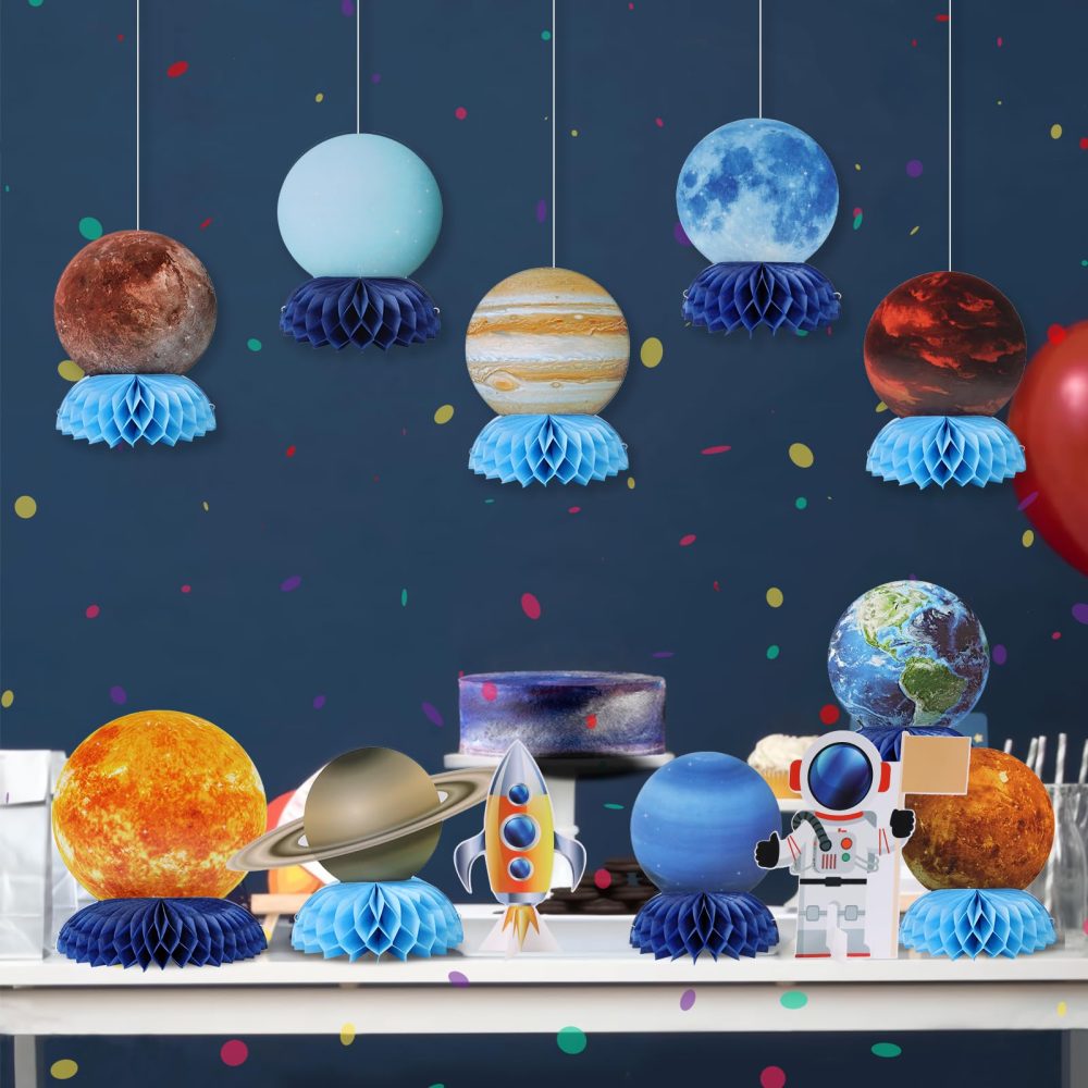 SUNBEAUTY 12 PCS Solar System Theme Honeycomb Centerpieces for Table Topper Outer Space Party Supplies Space Themed Party Decorations Space Birthday Decorations Galaxy Party Decorations - Image 3