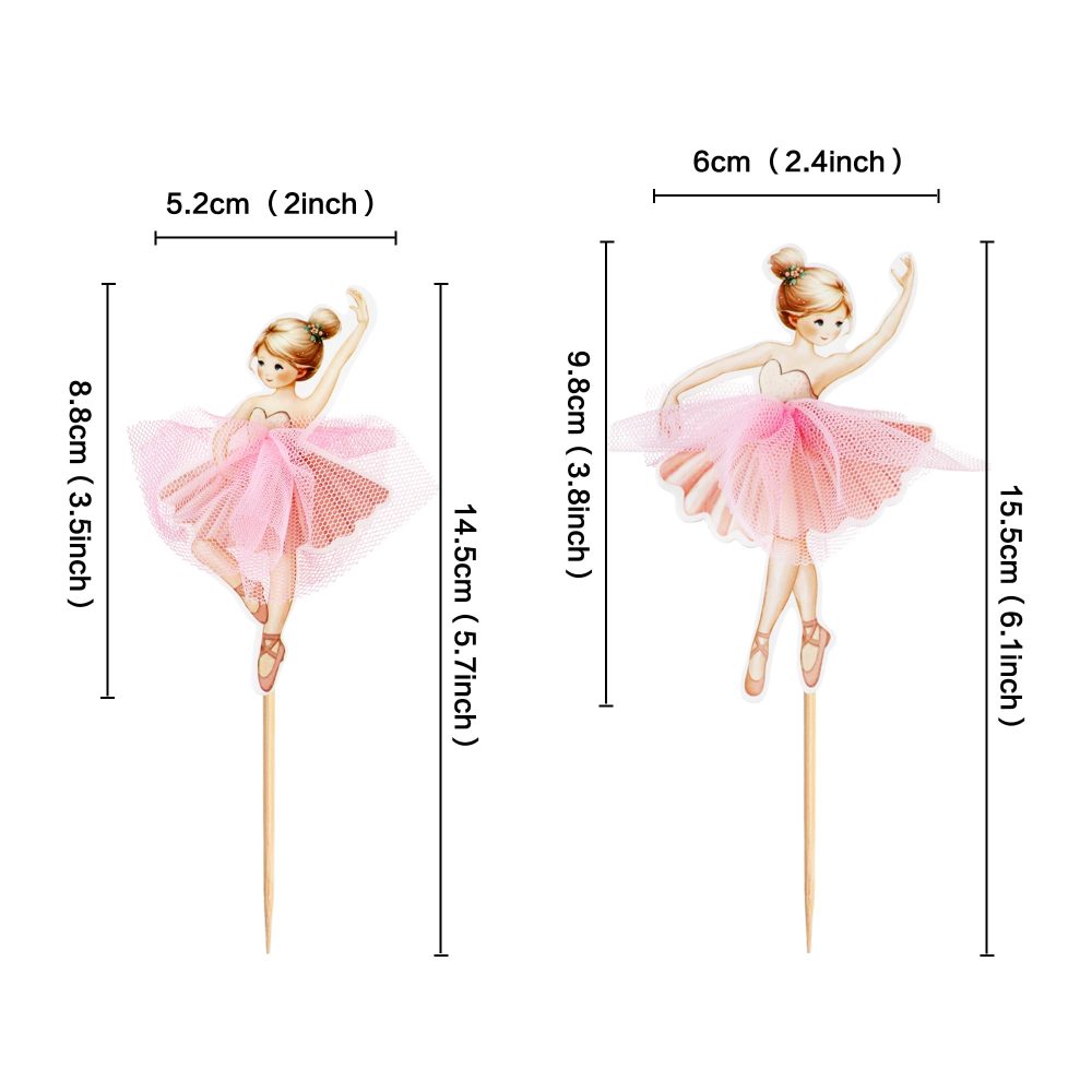 24 Pcs Ballerina Cupcake Toppers Pink Ballet Girl Cupcake Toppers Ballet Cupcake Decoration Picks for Ballerina Theme Baby Shower Birthday Party Cake Decoration Supplies - Image 7