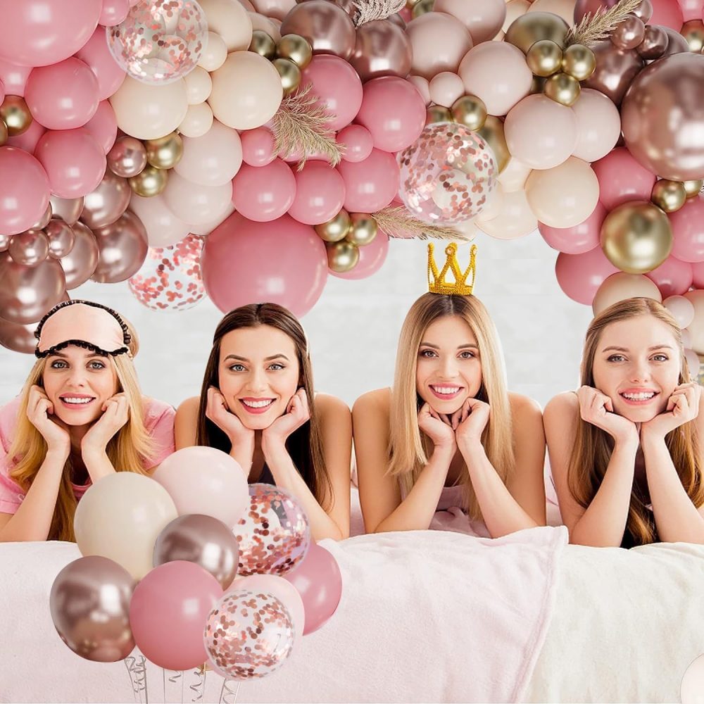 Rose Gold Balloon Arch Kit, 128 Pcs Pink Beige White Balloon Garland, Blush Pink Gold Nude Balloons for Boho Baby Shower Wedding Engagement Bridal Shower Birthday Party Decorations - Image 2