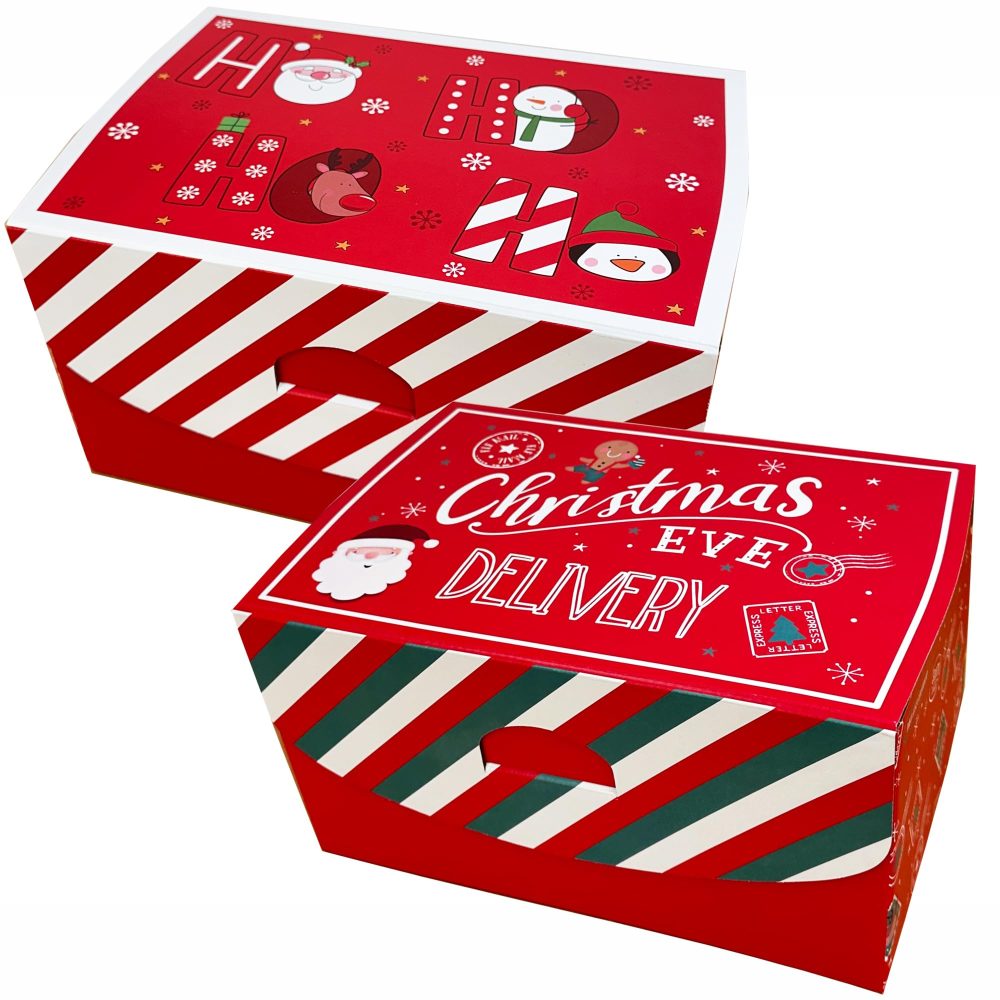 Christmas Eve Box Ho Ho Ho Design Flat Pack Keepsake Box- 100% Recyclable Xmas Gift Boxes with Size 30 x 20 x 17 cm- 2 Christmas Delivery Boxes - Image 7