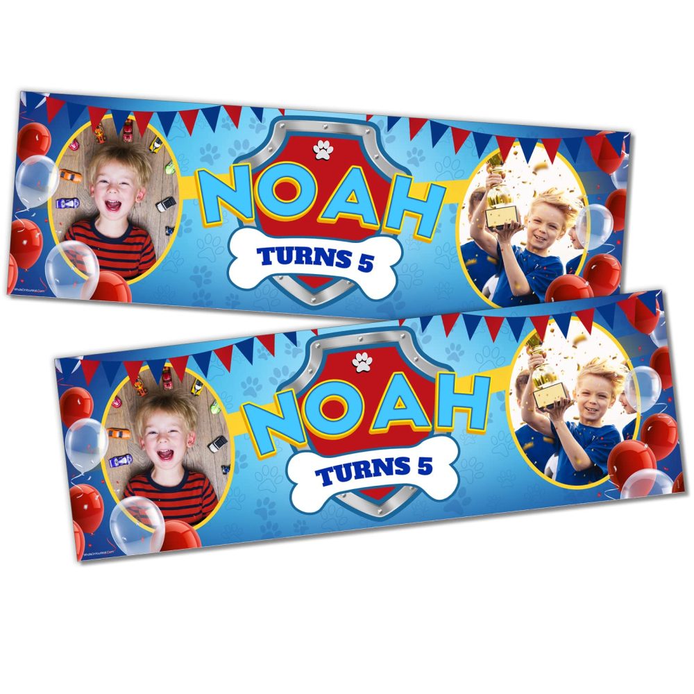 2 x 3FT Small Banner | Personalised Happy Birthday Photo Banners | Personalised Banners Birthday | Birthday Banners for Girls | Birthday Banners for Boys | Kids Party Decorations | Paw Blue - Image 6