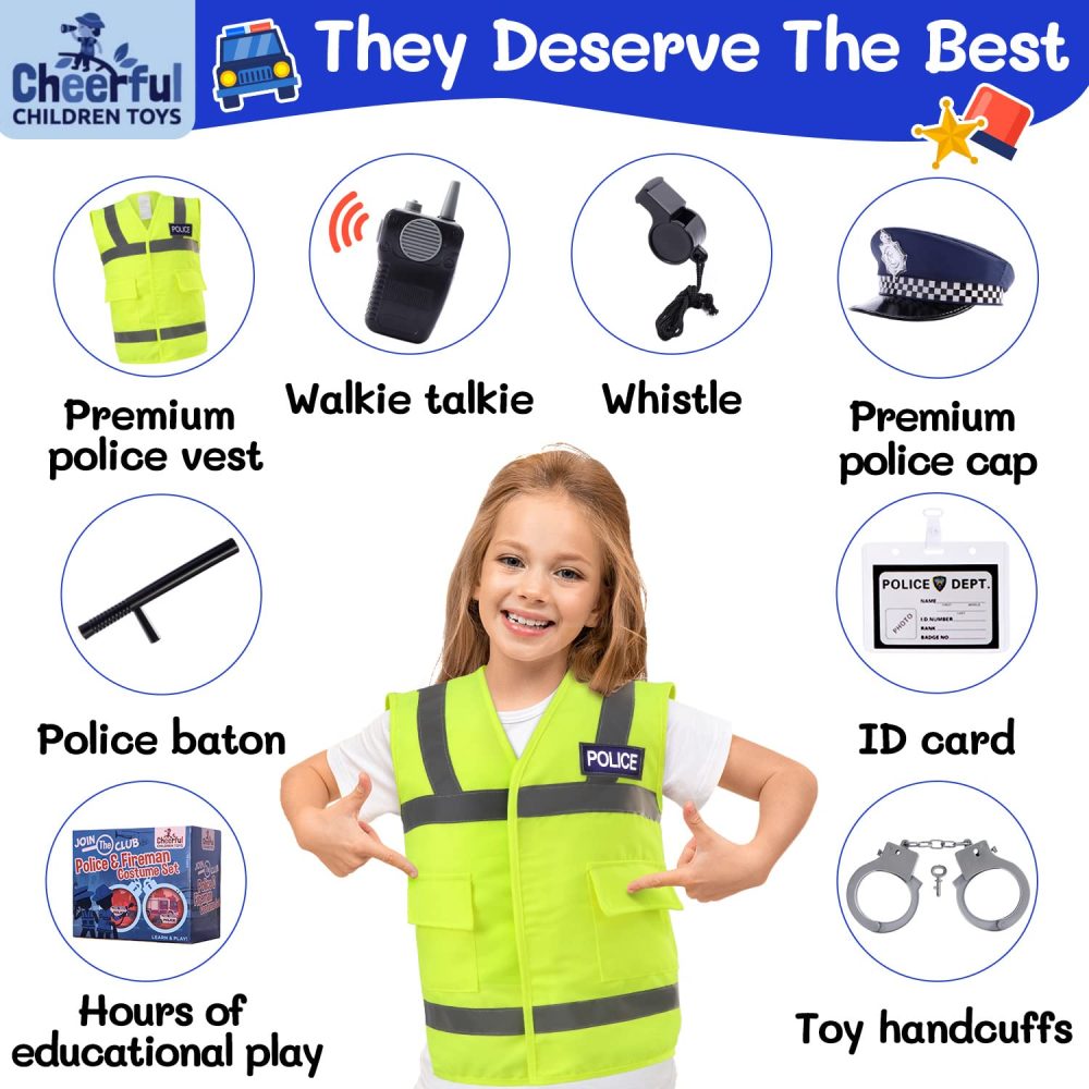 Kids Police and Fireman Costume - Dress Up Outfit for Boys and Girls 3-7 Years Old - Includes Police Costume, Fireman Costume and Accessories. For Fancy Dress, Dressing Up, Halloween. - Image 7