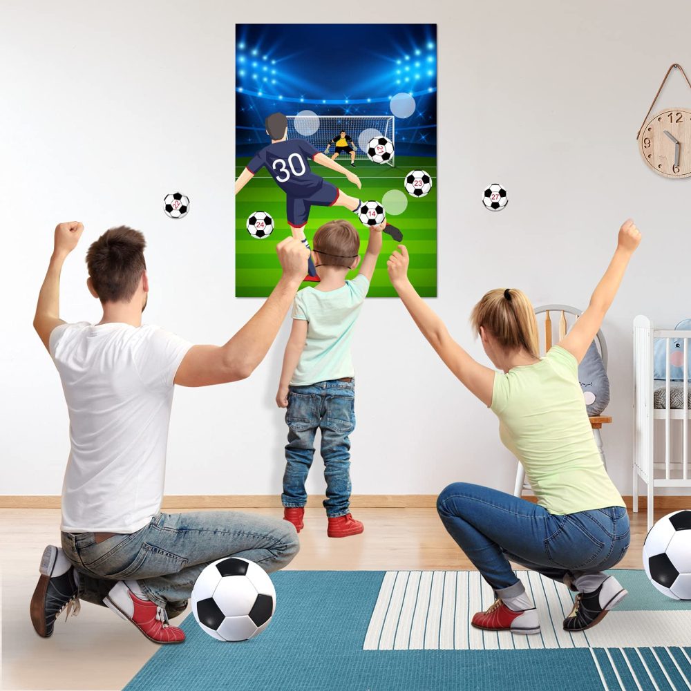ELECLAND Pin The Soccer Game for Kids, Pin The Soccer on The Goal with Soccer Ball Stickers, Football Party Games Christmas Party Games for Classroom Activities, Football Birthday Decorations - Image 3