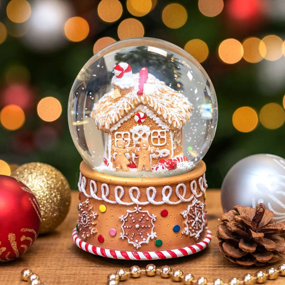 Gisela Graham Gingerbread House Man Musical Christmas Snow Globe Dome Gift - Image 3
