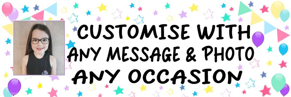 Large Personalised Banner Any Occasion Name with Photo for Men Women Boys Girls (6ftx2ft with PHOTO, Pastel Stars) - Image 7