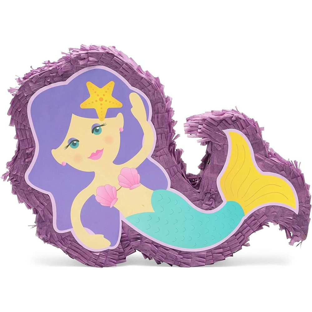 Mermaid Pinata for Girls Under the Sea Birthday Party Decorations (Small, 40.1 x 29.2 x 7.9 cm) - Image 2