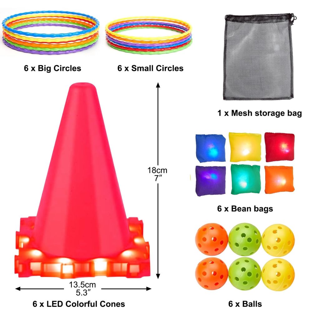 Bean Bag Toss Garden Game Toys for Kids - Light Up 3 in 1 Carnival Games Set, Cones Bean Bags Ring Toss, Outdoor Games Play Equipment for Kids Family Garden Toys Birthday Party Sports Day - Image 6