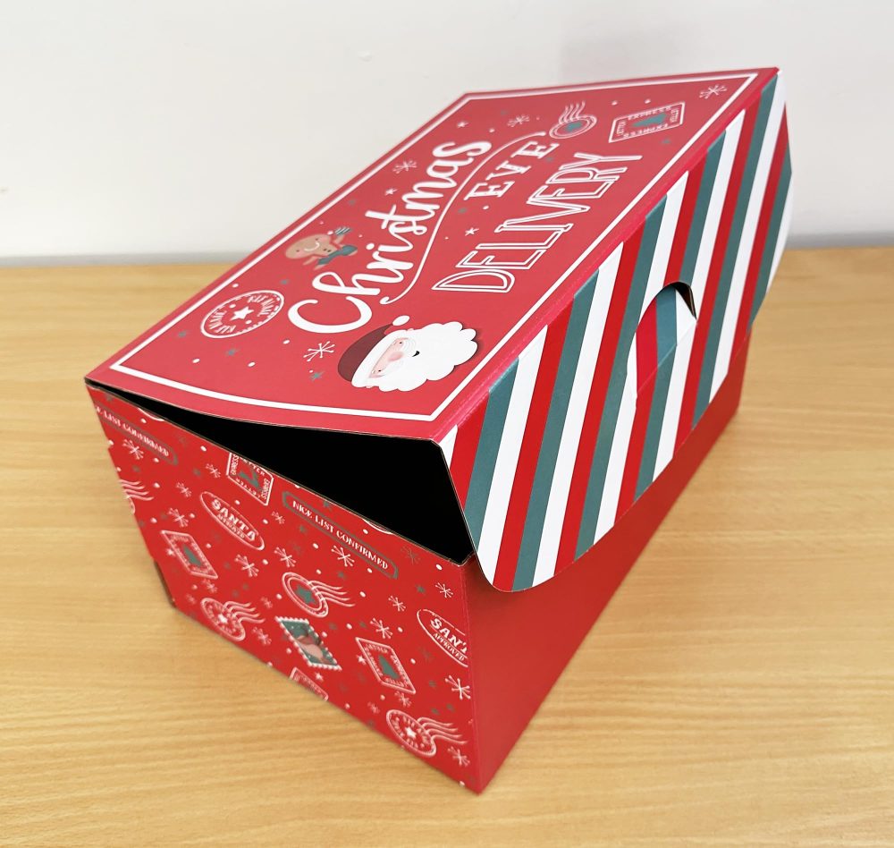 Christmas Eve Box Ho Ho Ho Design Flat Pack Keepsake Box- 100% Recyclable Xmas Gift Boxes with Size 30 x 20 x 17 cm- 2 Christmas Delivery Boxes - Image 6
