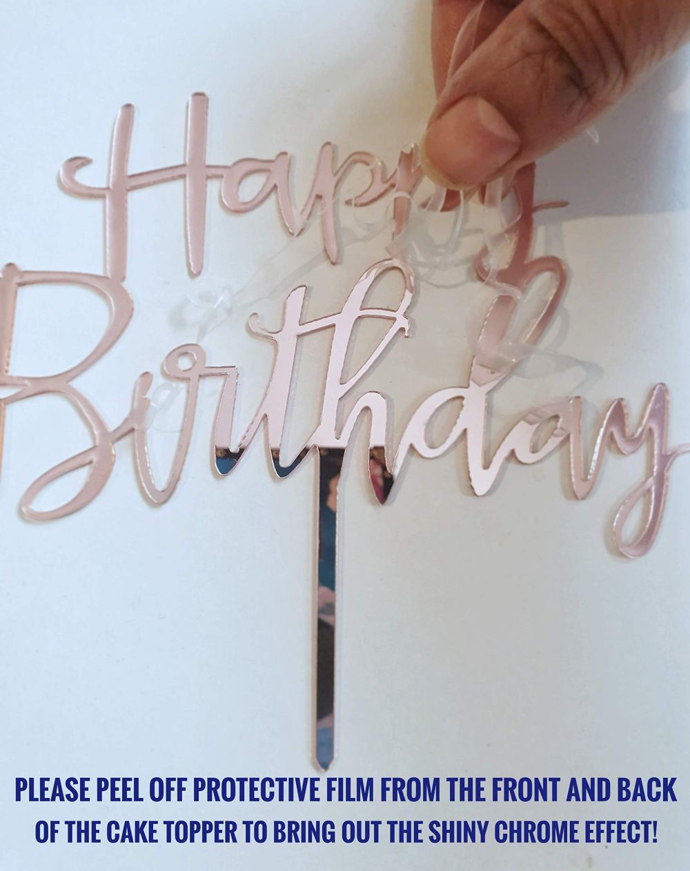 Rose Gold Glittery Happy Birthday Cake Topper For Birthday Party Decorations, Birthday Cake Decorations Supplies Gold Birthday Cake Decoration Happy Birthday Cake Topper Banner Cupcake (Rose Gold) - Image 5