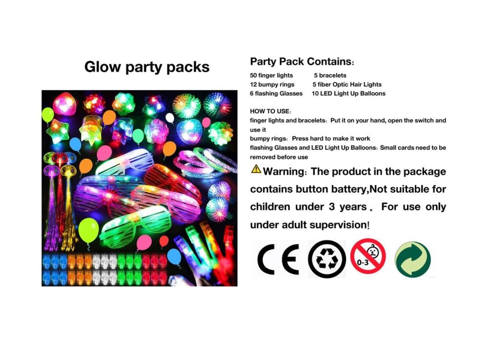 ANNILA 88pcs LED Light Up Toys Party Favors Glow in The Dark Party Supplies, Glow Stick Party Pack……… - Image 2