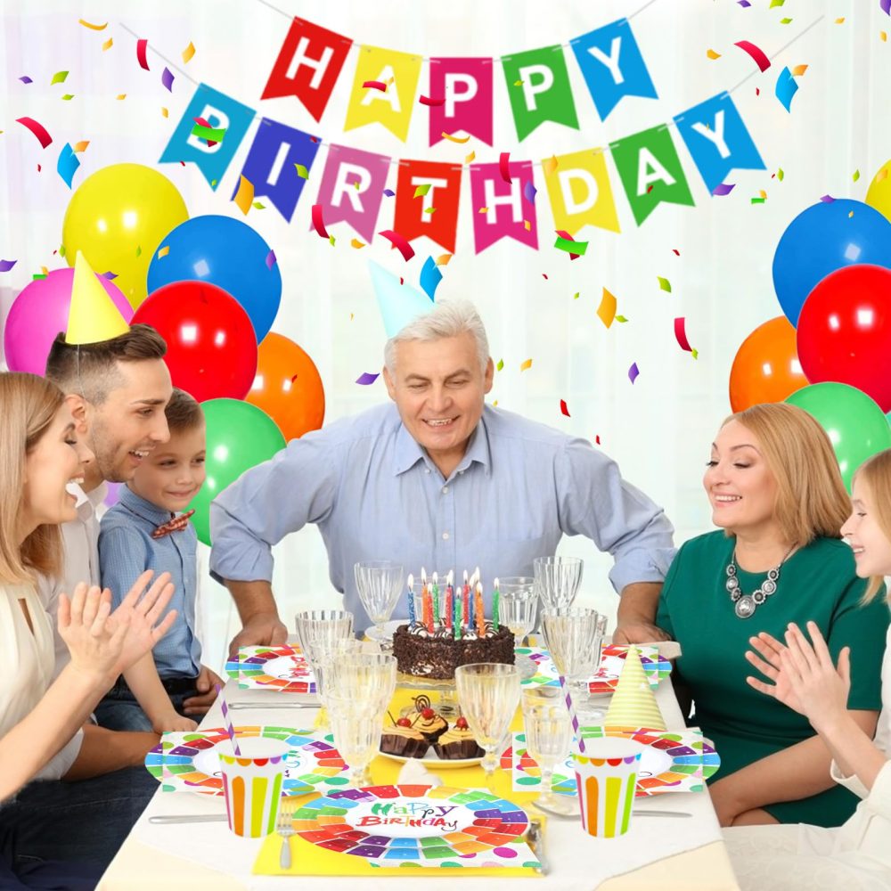 DUGEHO Birthday Party Tableware Balloon Paper Plates Kids Birthday Set Including Tablecloth Plates Cups Napkins Straws for Baby Shower Birthday Wedding Party (16 Guests) - Image 4