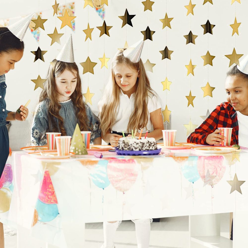 52 Feet Reflective Star Paper Garland,Sparkling Star Bunting Banner Hanging Decoration Twinkle Little Star Party Garlands Glitter Star Garland Streamer Kit For Birthday Wedding Banner Backdrop (Gold) - Image 5