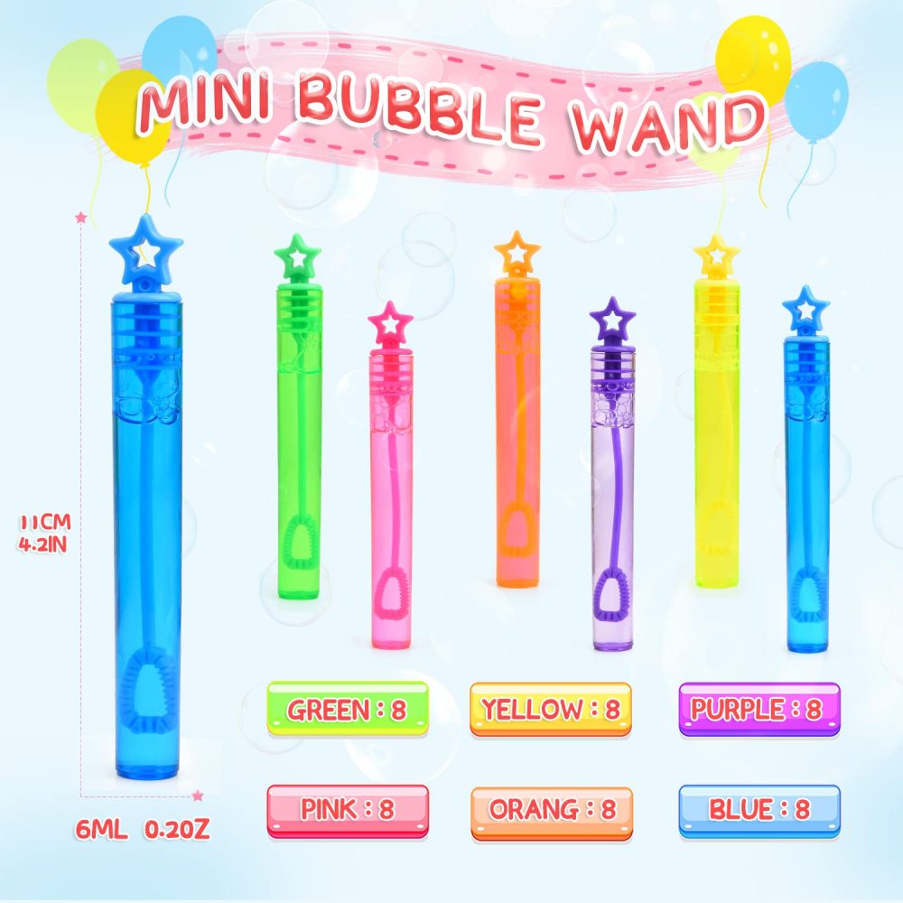 Fegalop 48PCS Mini Bubble Wand,Bubble Party Favors Assortment Toys,Themed Birthday, Halloween, Goodie Bags, Carnival Prizes, Wedding, Bubble Maker Toys for Kids,Outdoor Gifts for Girls & Boys - Image 7