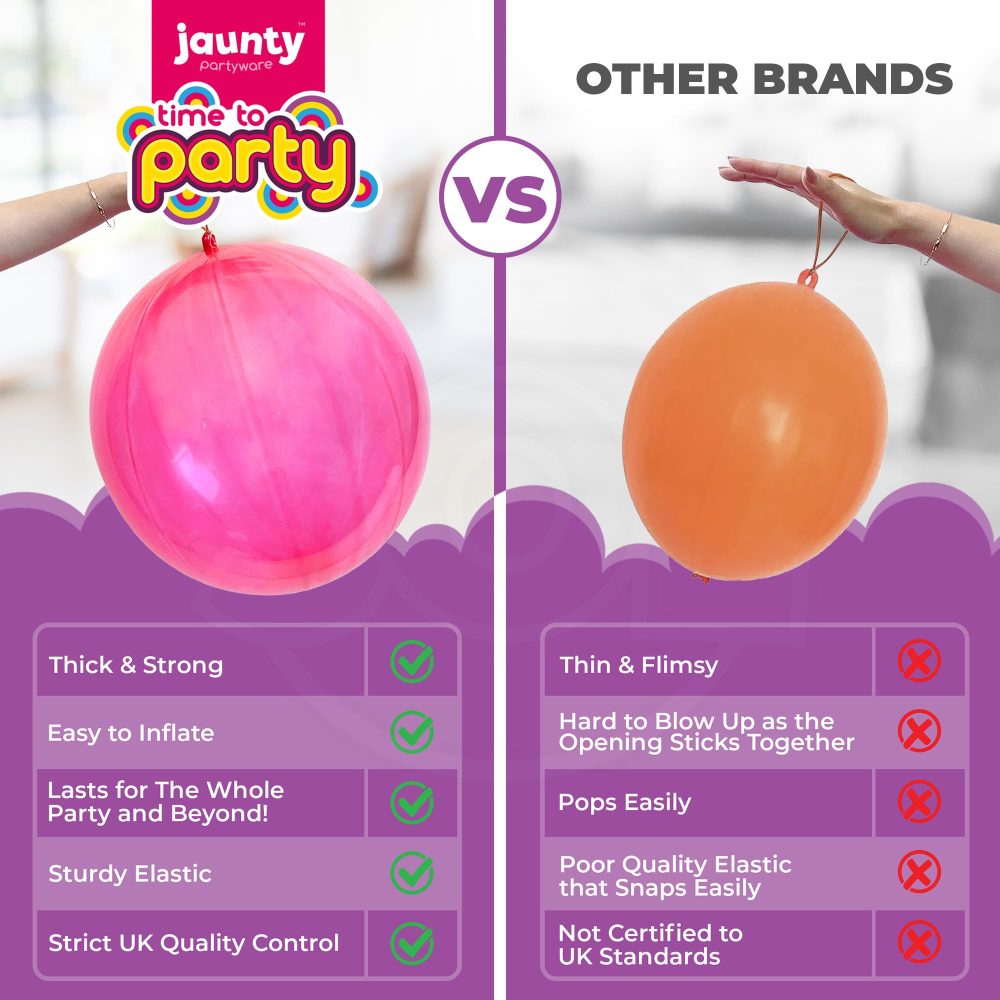 jaunty partyware 25 Large Punch Balloons for Kids Ideal Party Bag Fillers for Kids | 12" Premium Quality | Punch Balloons for Party Bags Fillers for Kids | Punch Balloon Kids Party Bag Fillers - Image 9
