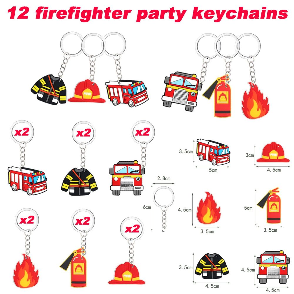 HEMYTAP 98Pcs Firefighter Party Favors for Kids, Fire Truck Themed Birthday Supplies Decorations Include Slap Bracelets, Keychains, Make a Firefighter Stickers, Temporary Tattoos and Vinyl Stickers - Image 8