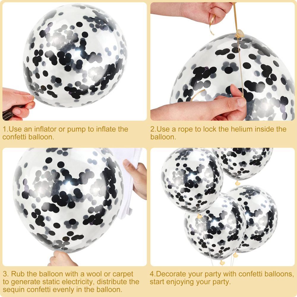 Happy Birthday Banner Black and White Balloons Birthday Decorations, 20pcs Latex Balloons with Black Confetti Balloons, 16 inch "Happy Birthday" Foil Balloons for Boys Girls Men Women Party Supplies - Image 3