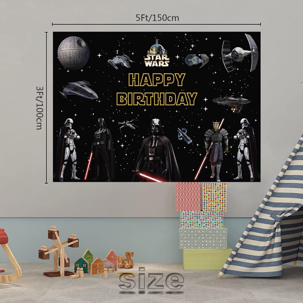 Star Wars Backdrop,Star Wars Themes Party Background Photo Booth Banner Large Fabric Artistic Birthday Party Supplies for Girls,Boys,Teens Birthday Party Decor - Image 4