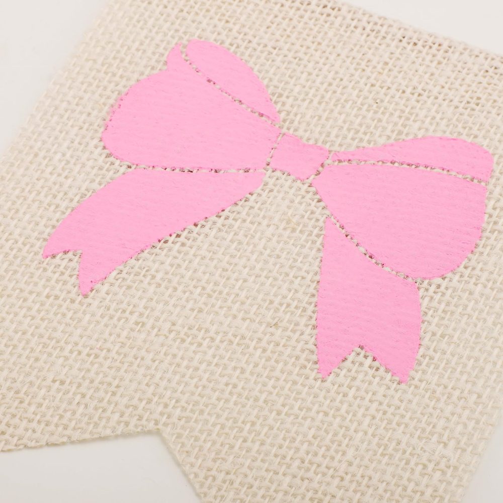 Burlap Happy Birthday Banner, Assembled Pink Bow Birthday Garland Happy Birthday Sign for Rustic Birthday Party Decorations - Image 5