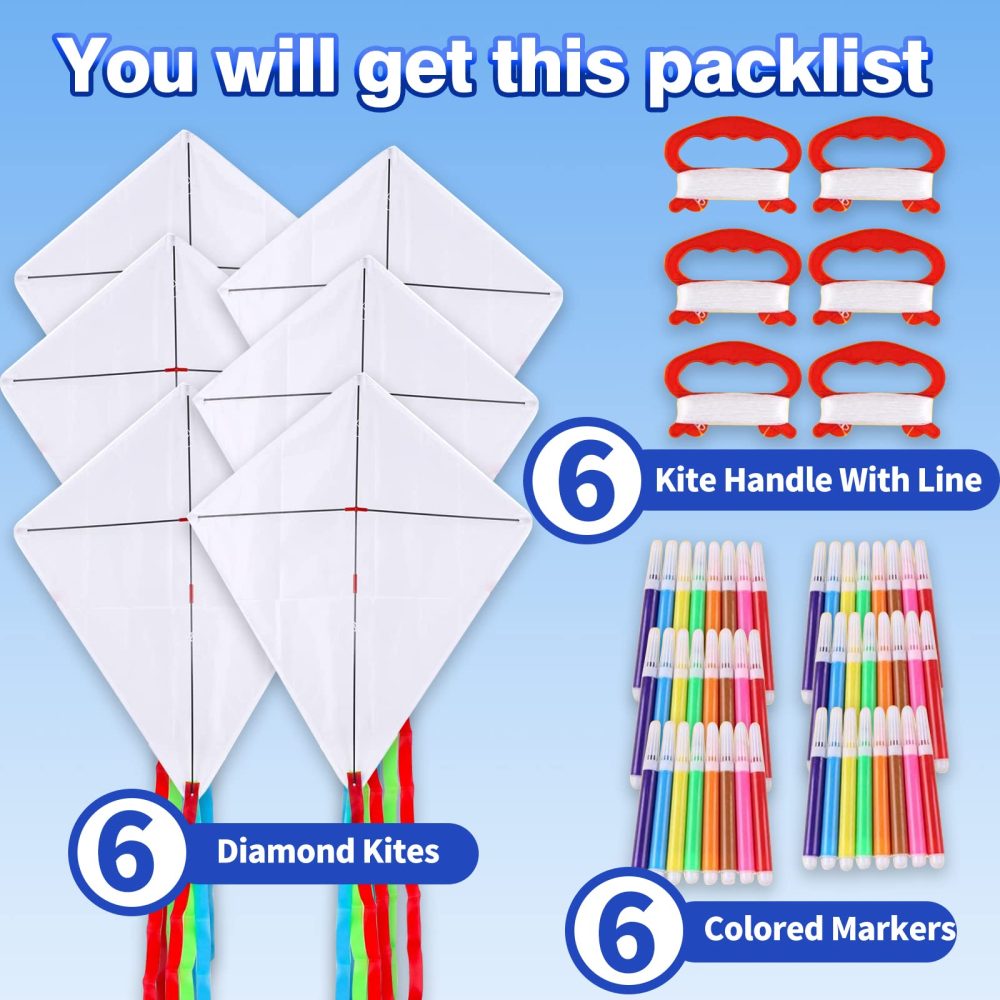 6 Pack DIY Kites Arts Activity Kits, Design Your Own Kite with Different Painting Tools for Kids Adults Birthday| Graduation| Camping| Beach Parties, Best Arts Crafts Toys - Image 5