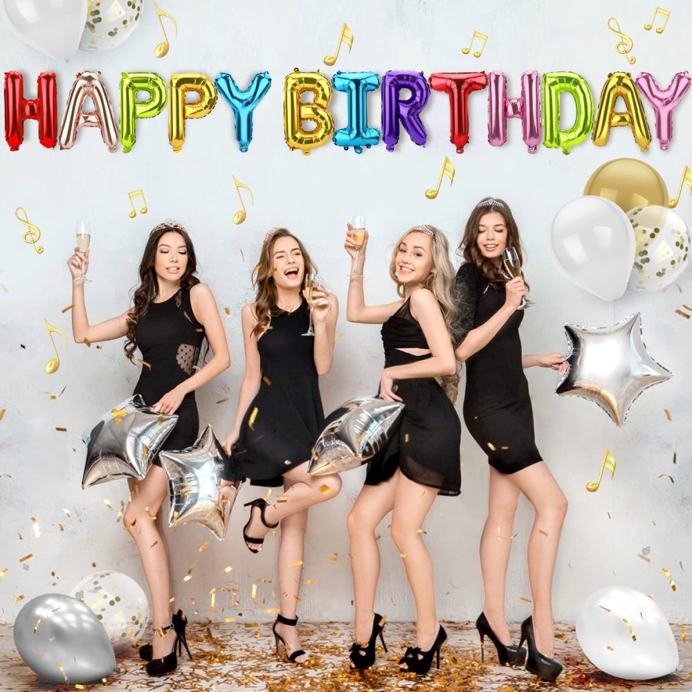 Happy Birthday Balloons Banner, 16 Inch Mylar Foil Letters, Birthday Party Decorations and Supplies for Kids and Adults, Reusable Eco-friendly Material(3D Mixture Lettering) - Image 3