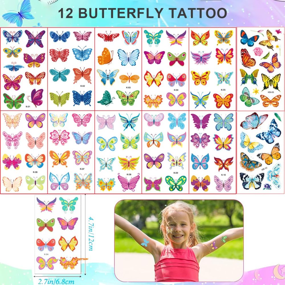 zycBernoi Butterfly Party Supplies, Girls Party Bag Fillers, Butterfly Masks, Party Gift Bags, Temporary Tattoos, Slap Bands and Stickers for Girl Party Favors Pinata Stuffer - Image 2