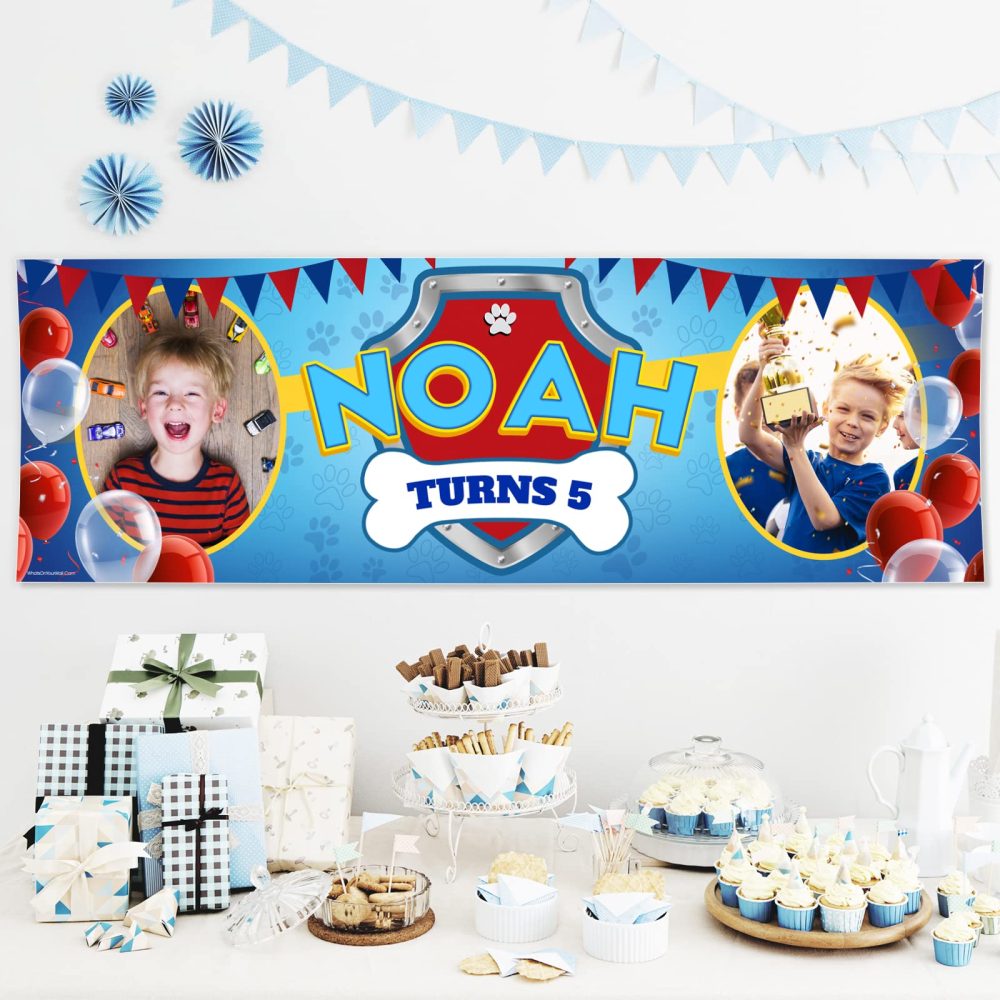 2 x 3FT Small Banner | Personalised Happy Birthday Photo Banners | Personalised Banners Birthday | Birthday Banners for Girls | Birthday Banners for Boys | Kids Party Decorations | Paw Blue - Image 4