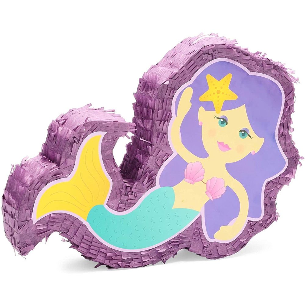 Mermaid Pinata for Girls Under the Sea Birthday Party Decorations (Small, 40.1 x 29.2 x 7.9 cm)