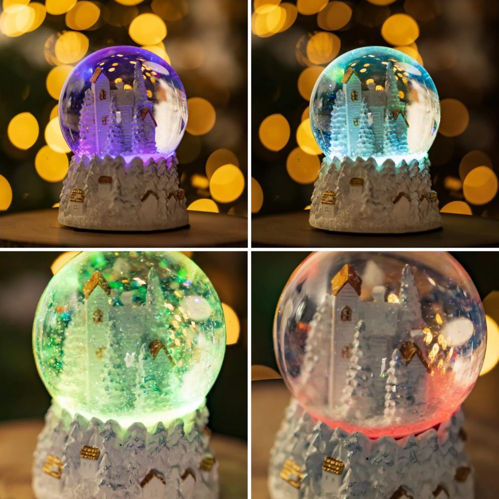 Marco Paul Winter Wonderland Christmas Snow Globe - Large Snowglobes Light Up Colour Changing LED Christmas Ornaments for the home, Novelty Snow globes for adults - Image 5