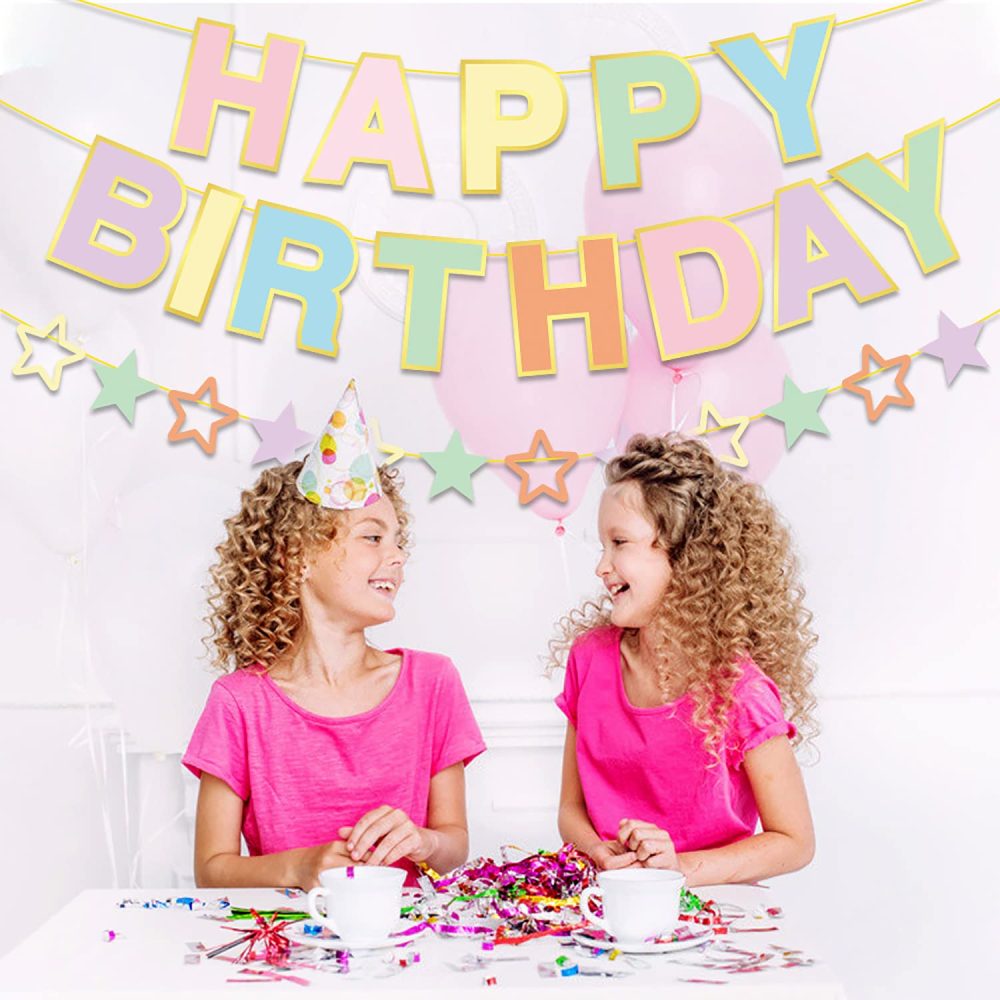 Elicola Pastel Party Decorations Macaron Happy Birthday Banner with Latex Balloons Cercle Dot Garland Colorful Backdrop for Party Decorations - Image 3