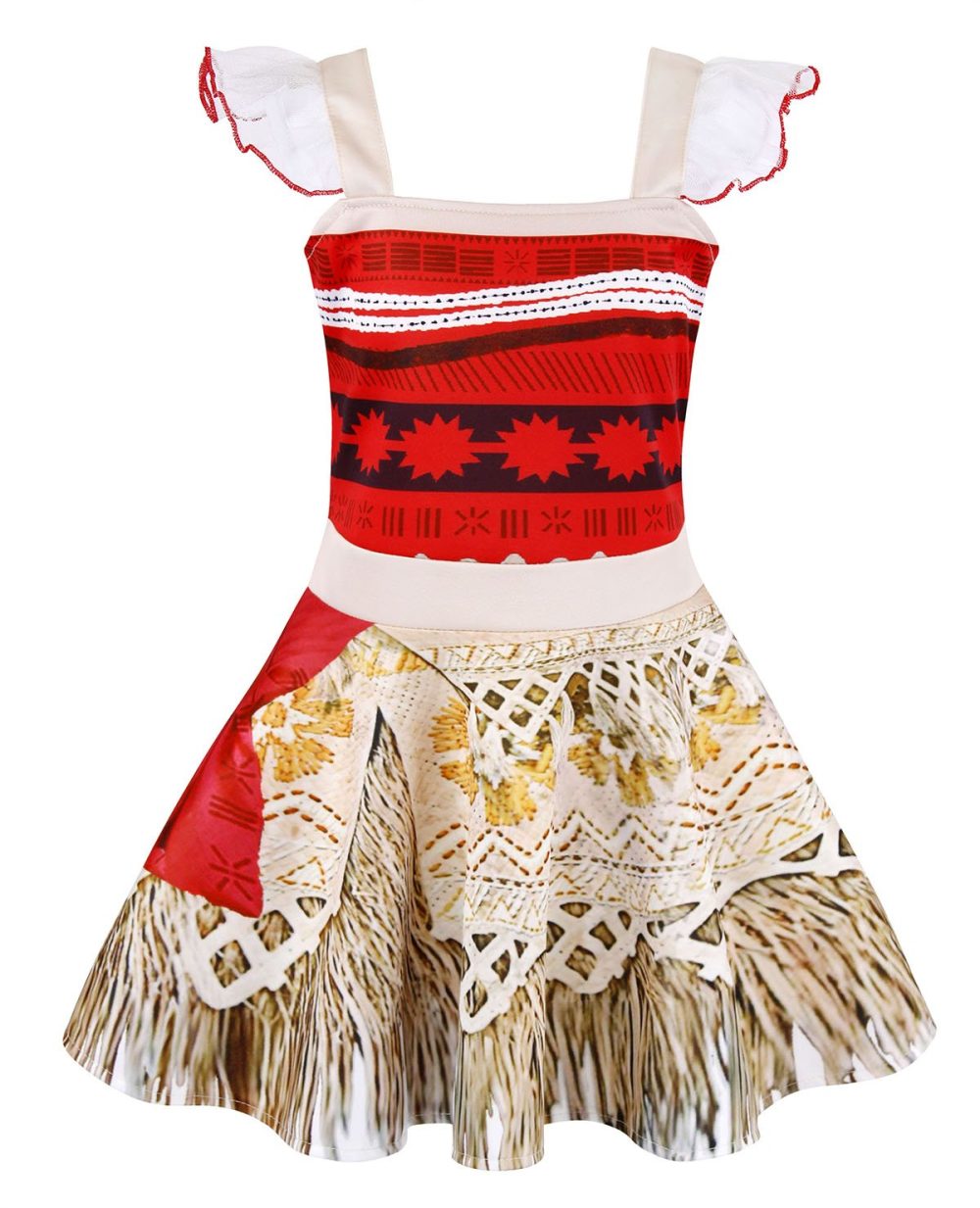 Jurebecia Kids Princess Dress Adventure Outfits Set for Girls Princess Dresses with necklace Headbands flower hair clip Halloween Birthday Party Red 1-2 Years - Image 6