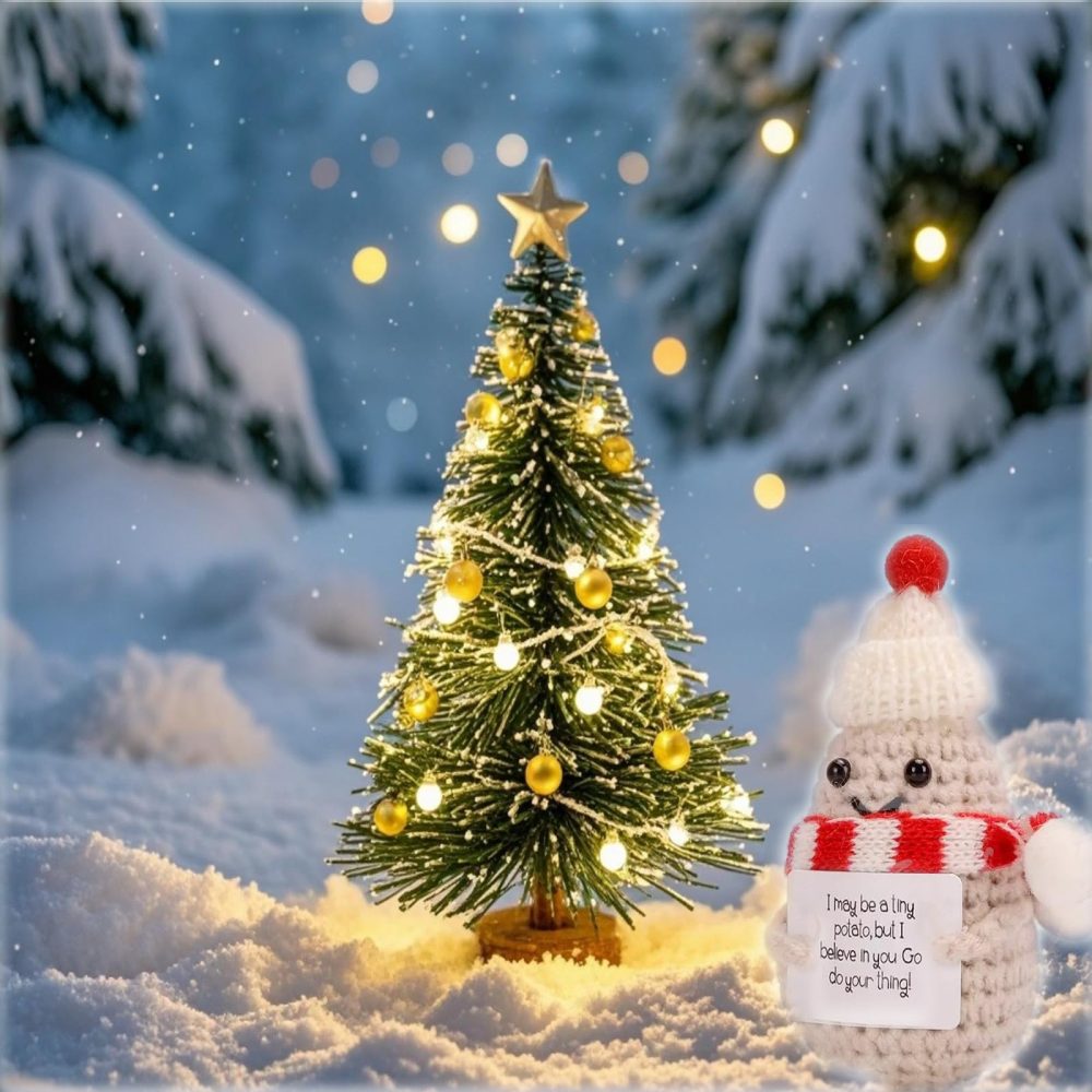 Leyiteng Christmas Cute Stuff,Emotional Support Potato, Christmas Xmas Eve Box Party Bag Stocking Fillers,Mini Inspirational Good Luck Gifts Funny Knitted Wool Doll Gift for Adults Women Home Office - Image 5