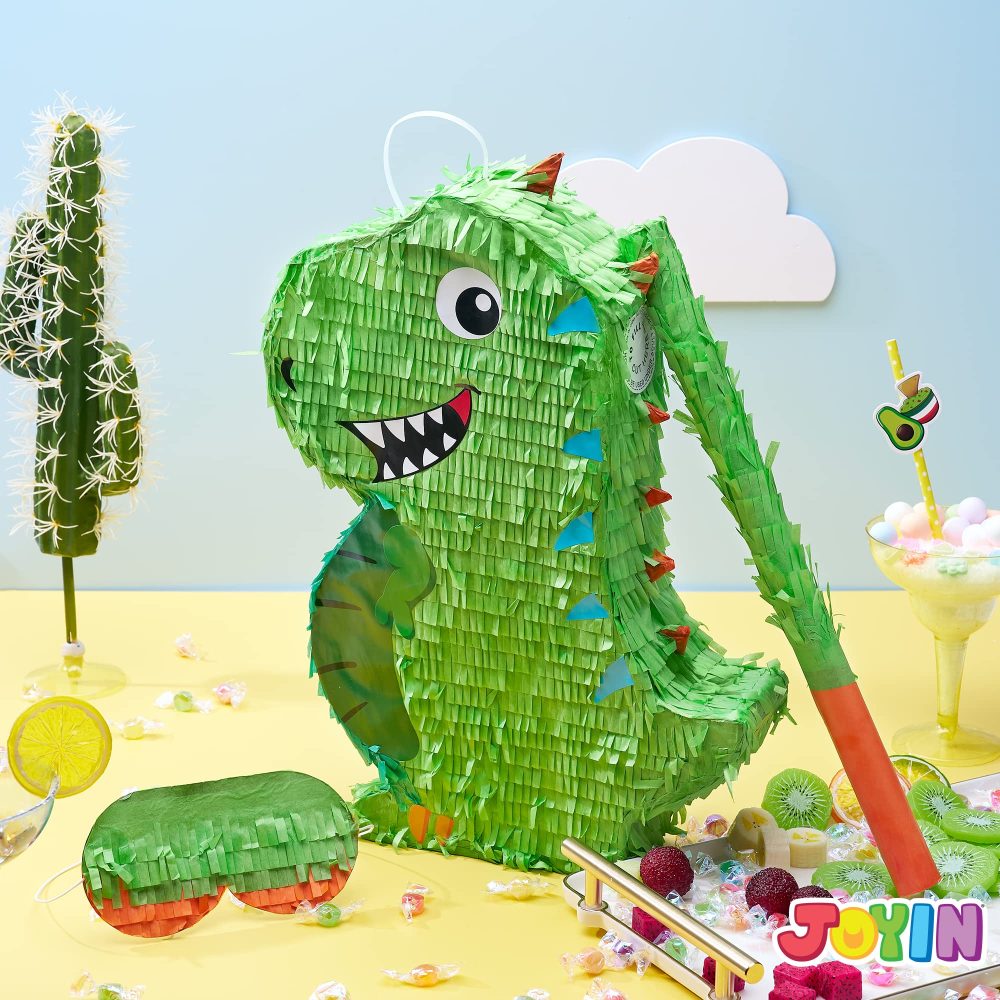 JOYIN Dinosaur Pinata with Plastic Bat and Paper Blindfold, Cinco De Mayo Party, Dinosaur Animal Theme Parties Decorations, Indoor or Outdoor fiesta - Image 2